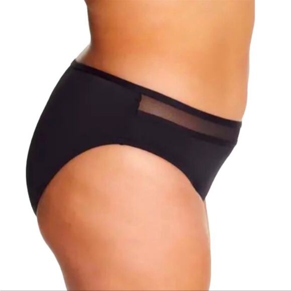 TOMMY BAHAMA NWT Black Mesh Inset Hipster Bikini Bottoms Full Coverage Size 1X - Picture 2 of 10